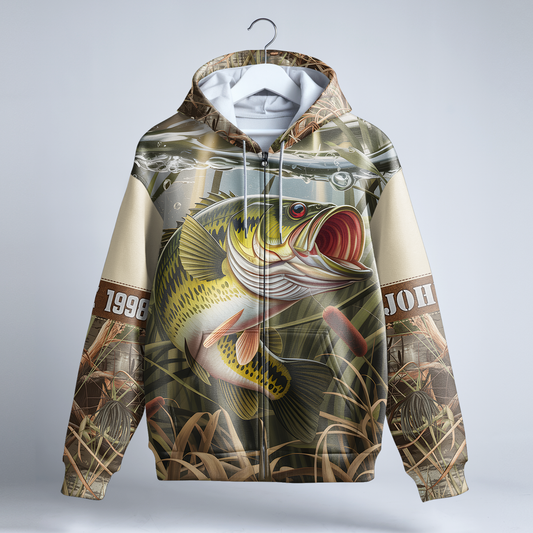 Bass Strike Personalized Zip Hoodie