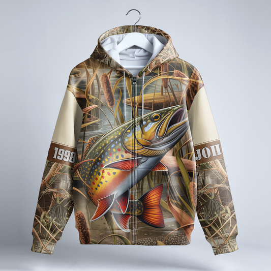 Brook Trout Wilderness Personalized Zip Hoodie