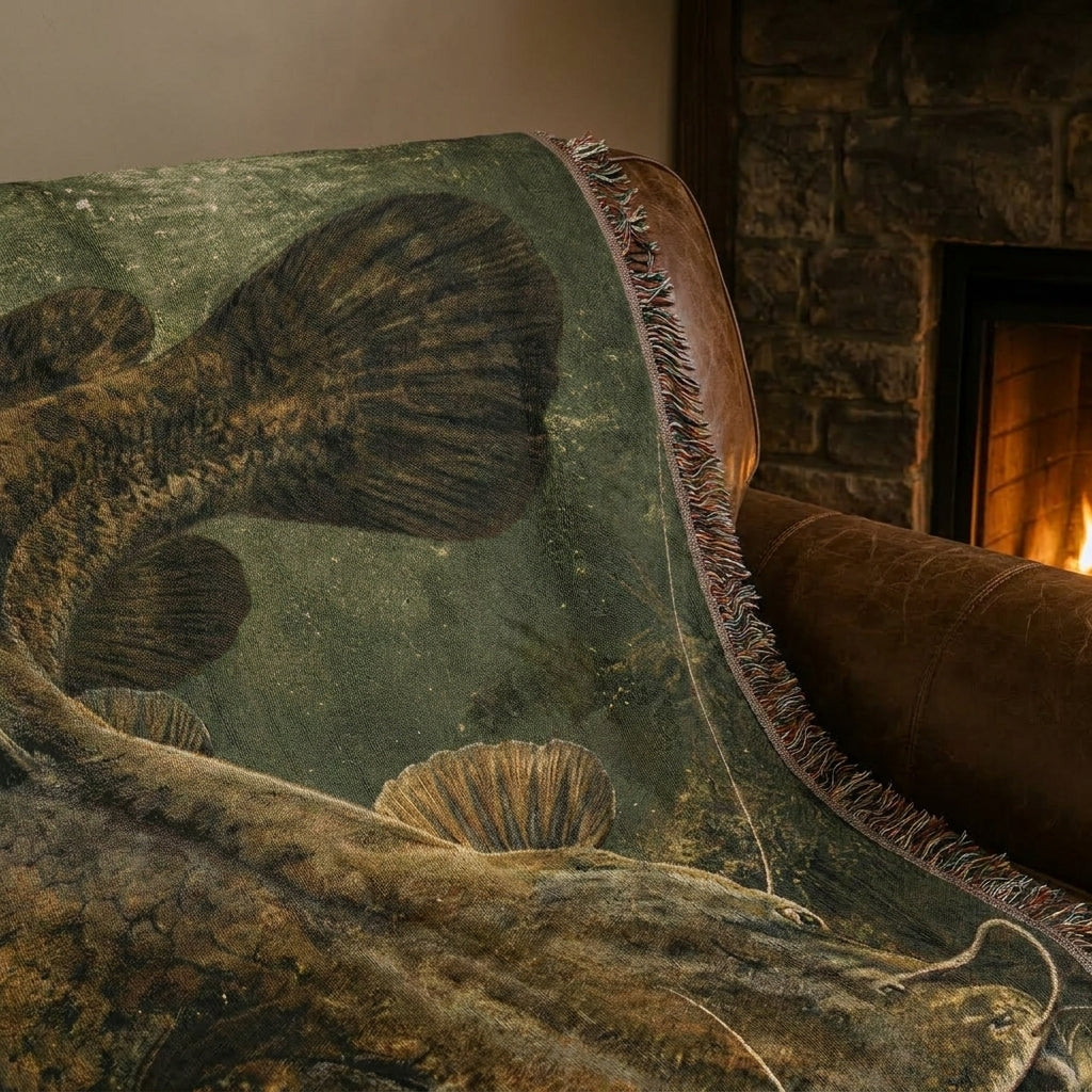 Flathead Catfish Woven Lodge Throw Blanket
