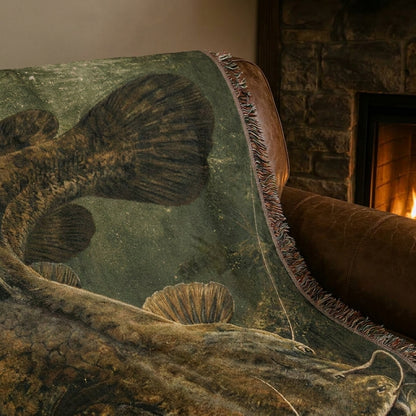 Flathead Catfish Woven Lodge Throw Blanket