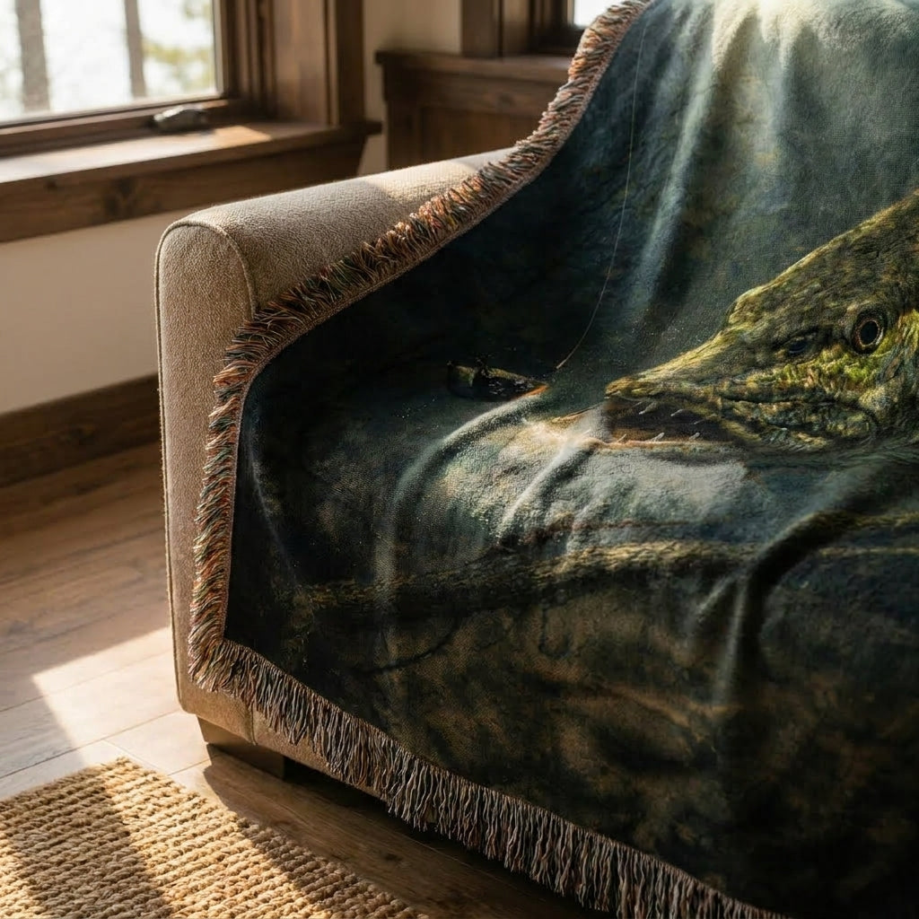 Northern Pike Woven Lodge Throw Blanket