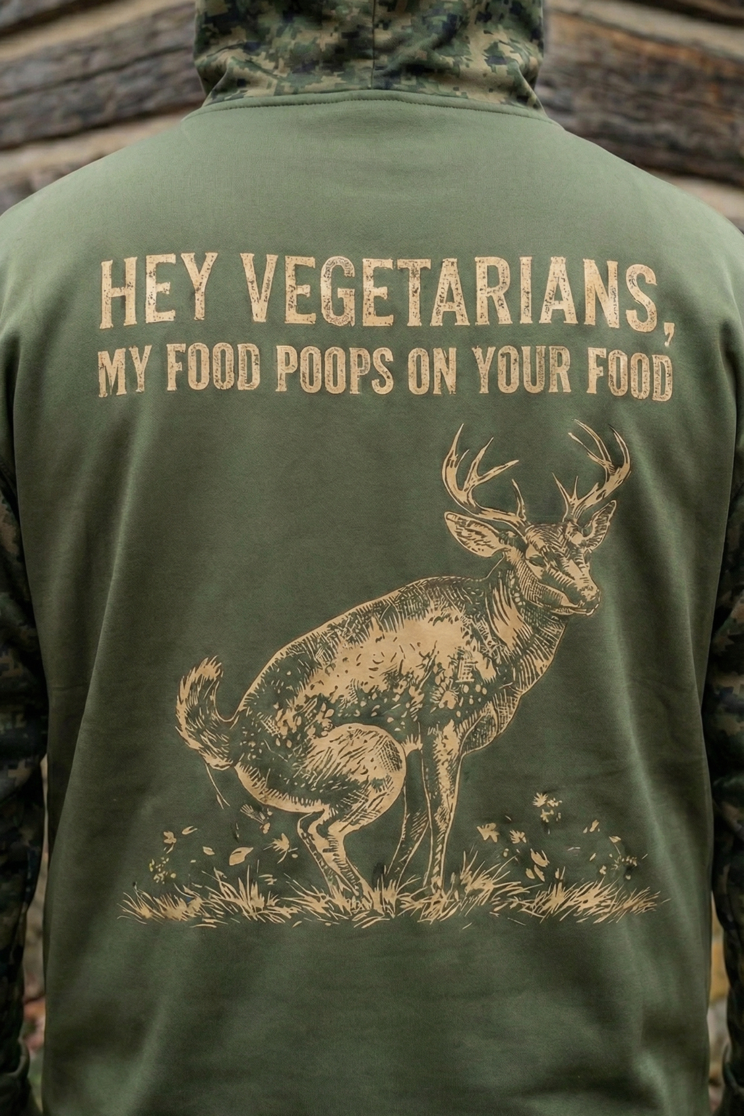 Performance Hunting Fleece-Lined Hoodie - Hey Vegetarians Hunting Joke – HV2Q